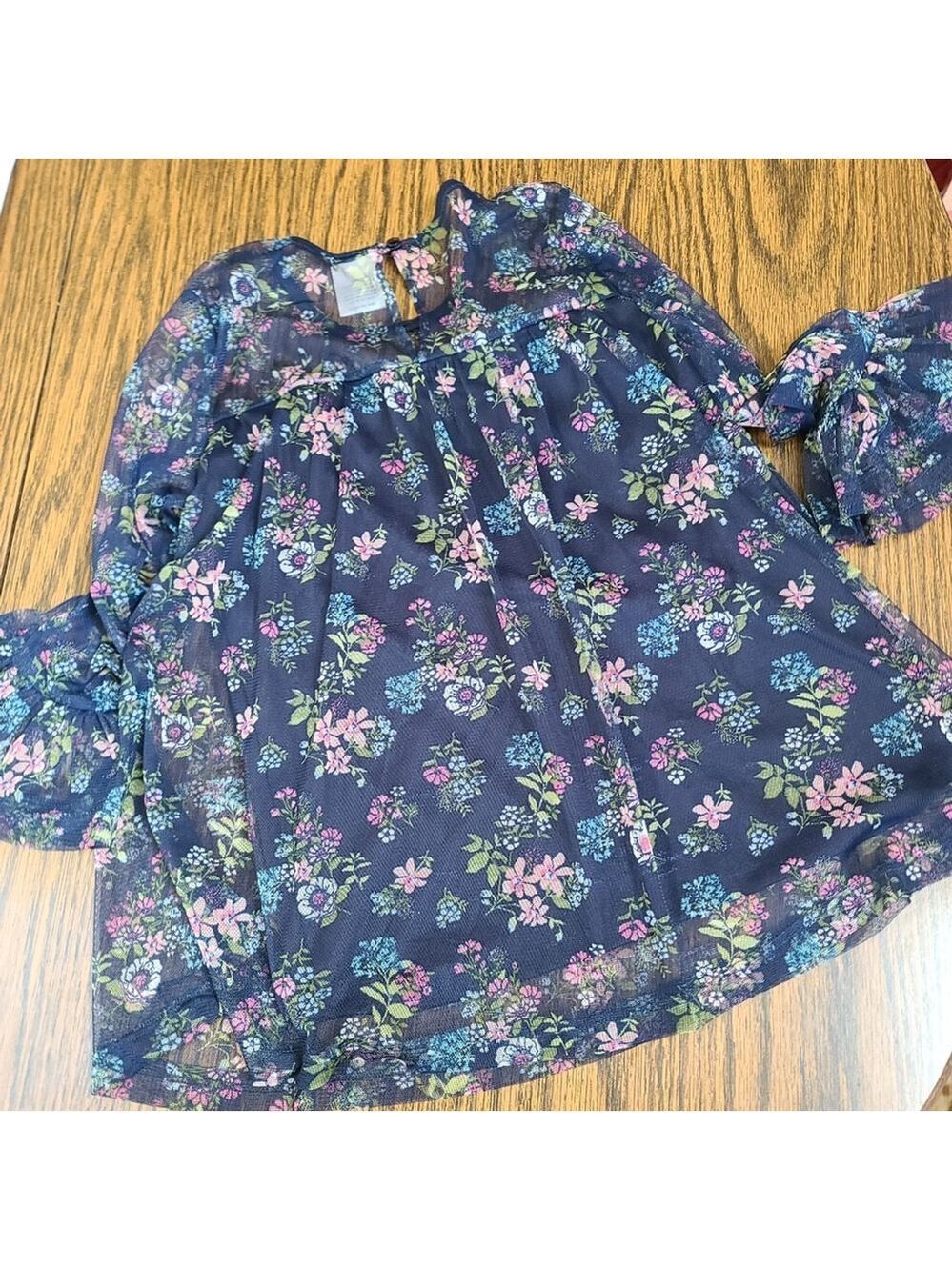 Pony Tails Sheer Long-Sleeve Lined Top Girls M - Picture 4 of 11